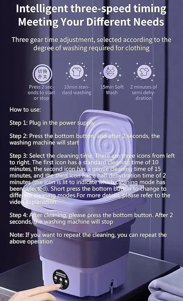 Portable Collapsible Washing Machine Lavender 3cm ABS