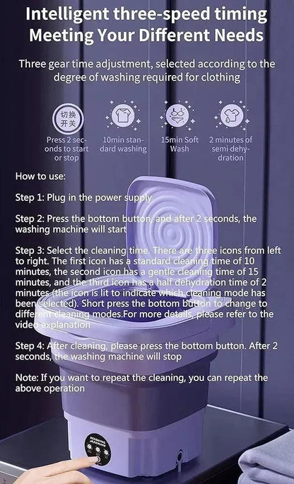 Portable Collapsible Washing Machine Lavender 3cm ABS